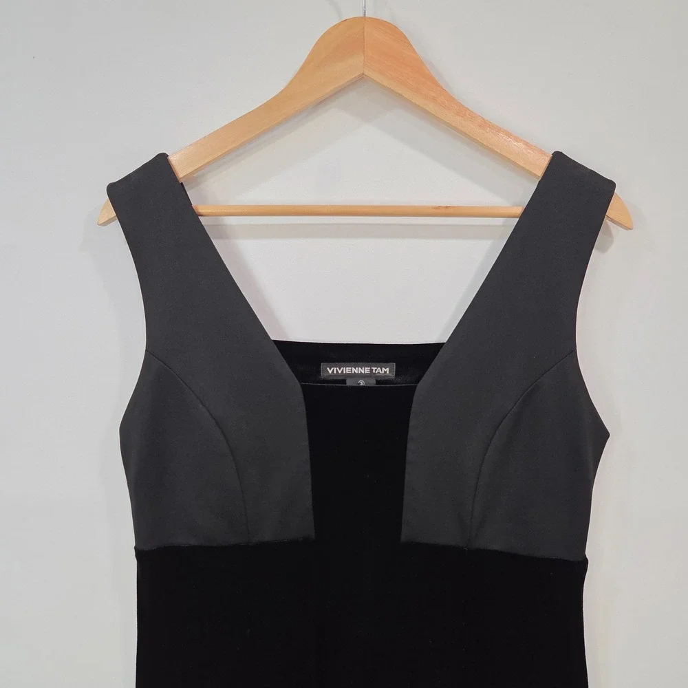 Vintage 90s Vivienne Tam Black Velvet Maxi Dress‎ Sz 3 US 8 Y2K Gown Prom - Picture 5 of 13